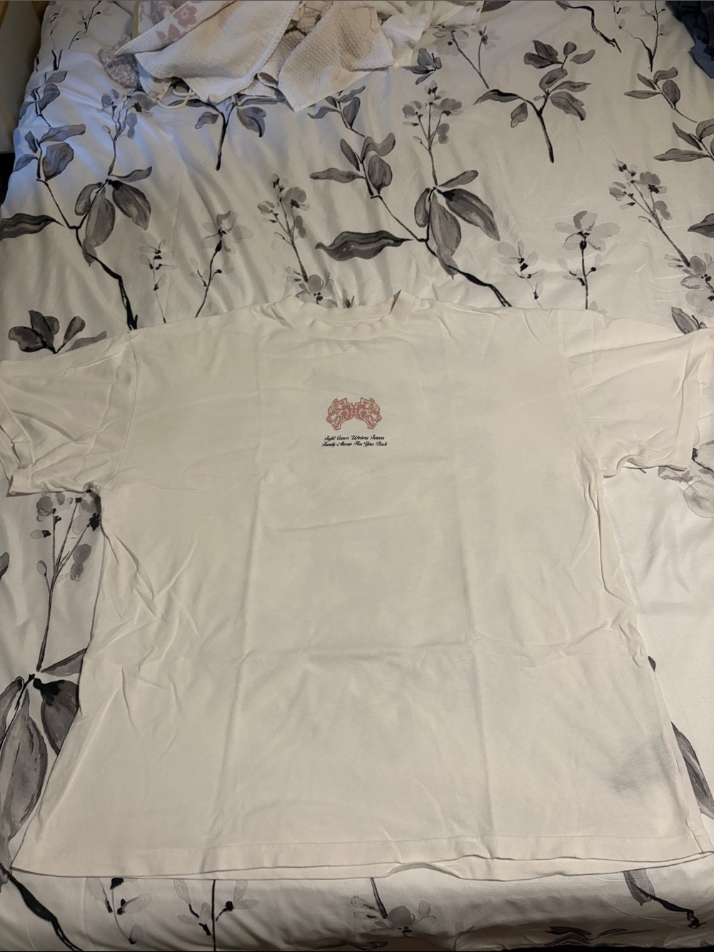 Darc Sport White Short Sleeve Tee with Small Pink Graphic *beat cancer drop*